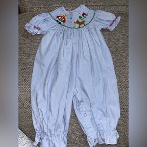 Blue Smocked Baby Romper